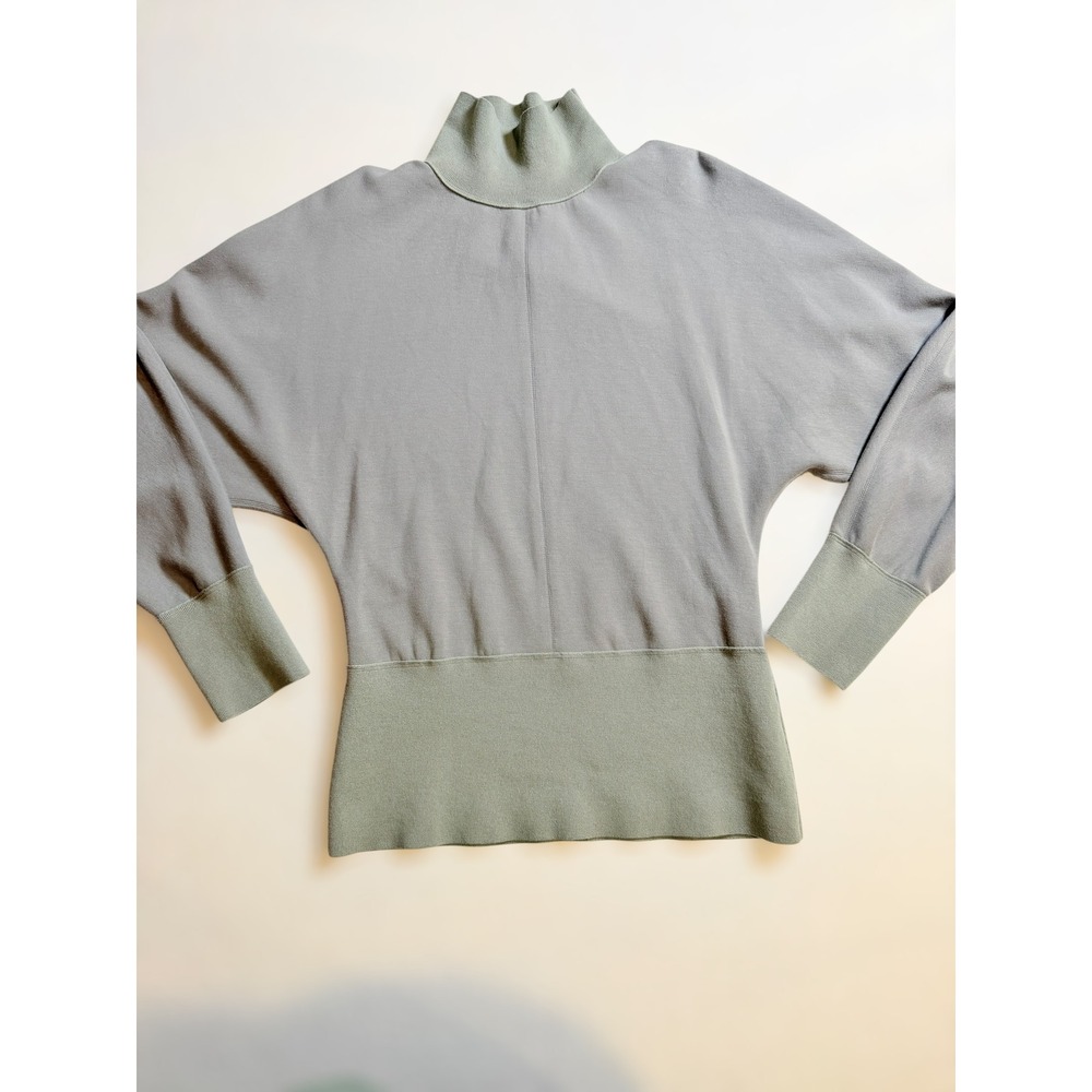 Theory Sage Green Merino Wool Blend Dolman Turtleneck Top Double Knit L1026528 L
